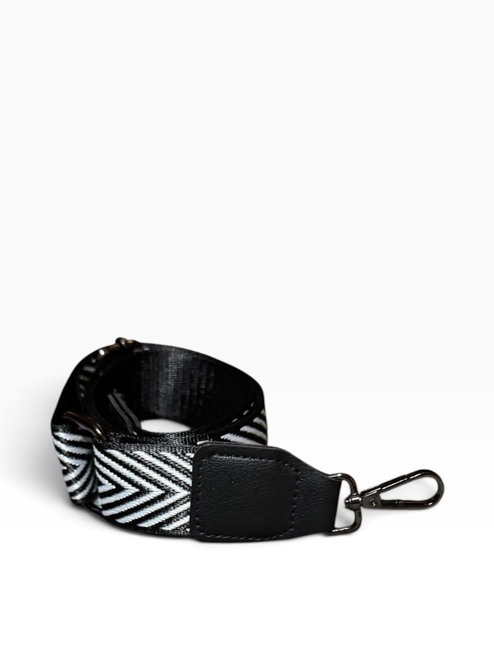 Adjustable Black & White Chevron Webbing Bag Strap